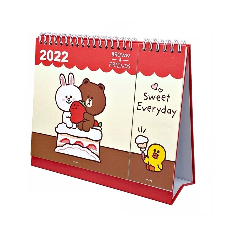 Line Friends 港版 2022 座檯 年曆 月曆 家居 桌上 日曆 熊大 熊美 兔兔 cony (香港假期及中國年曆) (B款)