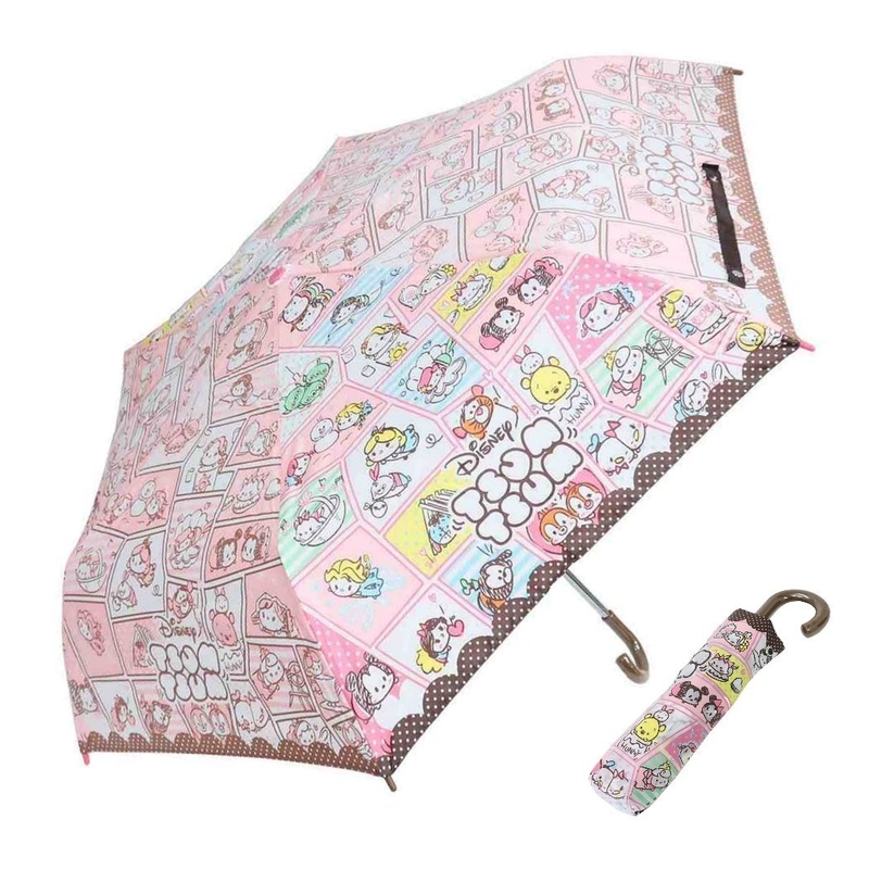迪士尼 Disney Tsum Tsum 日版 縮骨遮 摺疊傘 彎手柄 便攜 雨傘 戶外 便攜 防風 米奇 唐老鴨 (彩色)