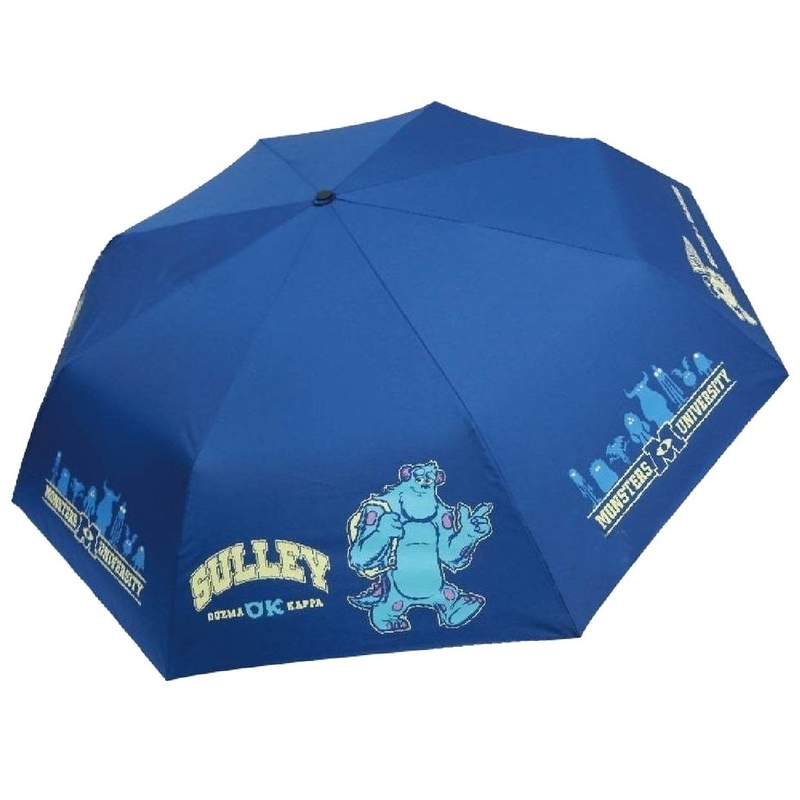 迪士尼 Disney 怪獸公司 正版 雨傘 自動 縮骨遮 摺疊傘 自動傘 自動開合傘 PG布 防曬 防UV 防紫外線光 毛毛 大眼仔 怪獸大學 (素色系列) (深藍色)