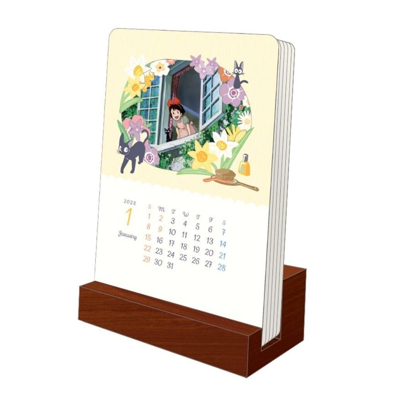 Ensky - 宮崎駿 魔女宅急便 日版 桌上 木製 底架 座檯 月曆 年曆 日曆 2023 日本假期