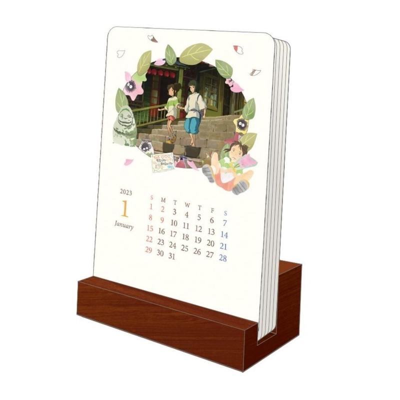 Ensky - 宮崎駿 千與千尋 日版 桌上 木製 底架 座檯 月曆 年曆 日曆 2023 日本假期 神隠少女