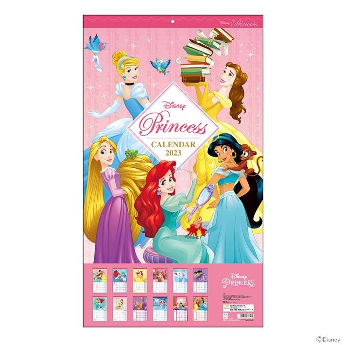 迪士尼 Disney Princess 迪士尼公主 日版 2023 家居 掛曆 壁掛 掛牆 月曆 日曆 35x60cm 日本假期 ariel belle Rapunzel