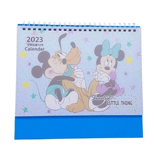 迪士尼 Disney Mickey Mouse 米奇老鼠 正版 2023 家居 桌上 座檯 線圈 月曆 日曆 年曆 桌曆 枱曆 台灣假期 繪本圖 米奇 (藍)