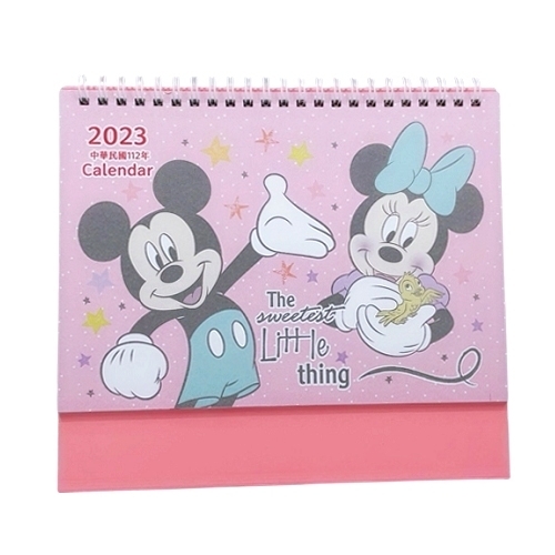 迪士尼 Disney Mickey Mouse 米奇老鼠 正版 2023 家居 桌上 座檯 線圈 月曆 日曆 年曆 桌曆 枱曆 台灣假期 繪本圖 米奇 (粉紅)