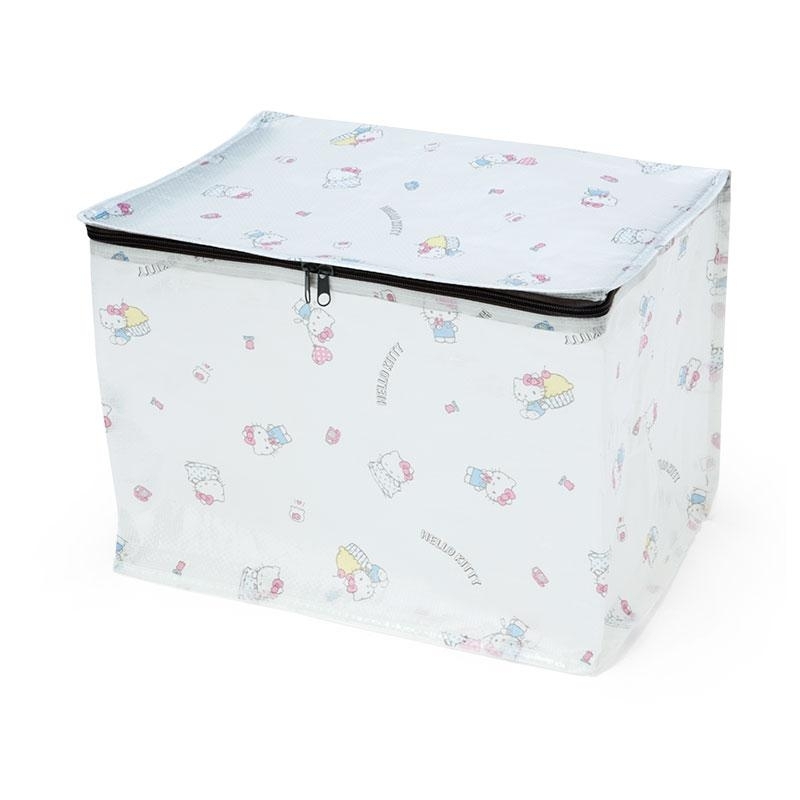 Japan Sanrio - Hello Kitty 日版 大容量 半透明 塑膠 可摺疊 拉鍊 收納箱 儲物箱 雜物箱 衣物箱 收納盒 儲物盒 雜物盒 M Size 凱蒂貓 (2023年款)