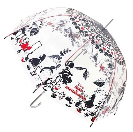 迪士尼 Disney日版 愛麗絲 雨傘 長遮 彎手柄 透明 長傘 戶外 便攜 迪士尼公主 ALICE